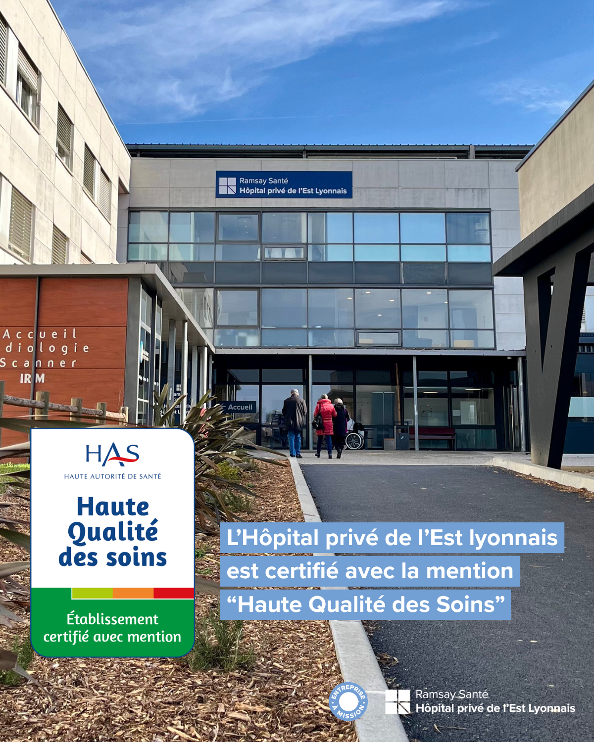 Hôpital privé de l'Est Lyonnais (HPEL) macaron Certification Haute Qualité des Soins